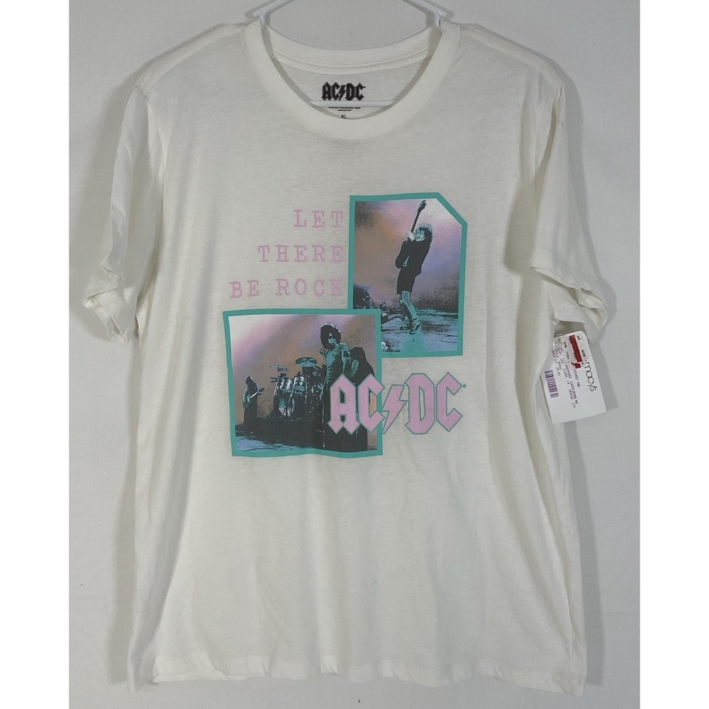 NWOT Women's AC/DC Let There‎ Be Rock White Graphic T-Shirt - Size XL